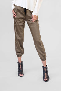 LOUISE SATIN PANT - OLIVE